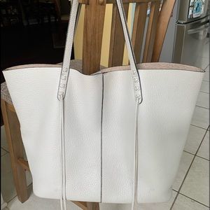 Rebecca Minkoff light gray large tote bag